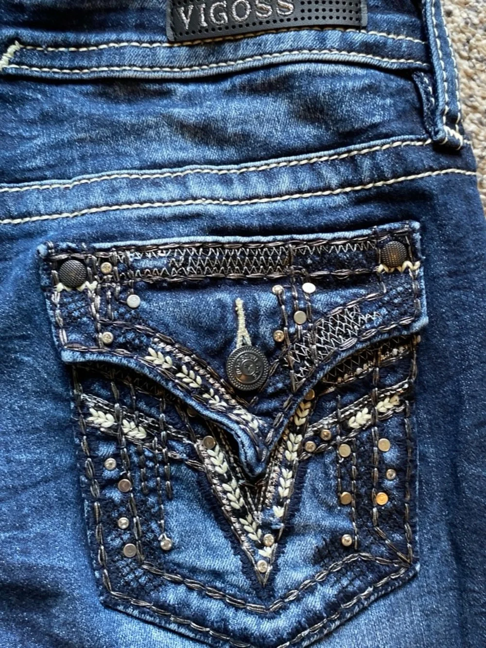 Vigoss Women’s Heritage Fit Dark Blue Denim Capris Size 10